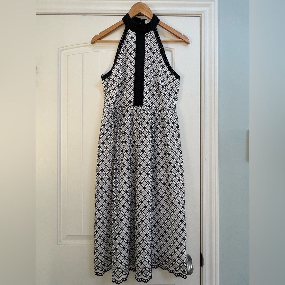 Luxology Black and White Halter Lace Midi Sundress